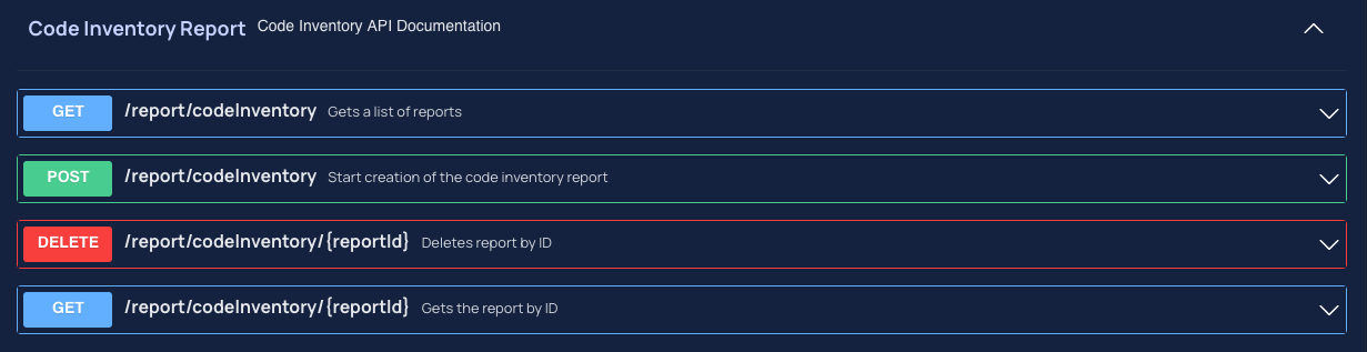 Screenshot of the V1 APIs