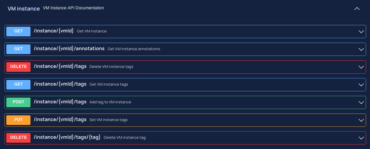 Screenshot of the V1 APIs