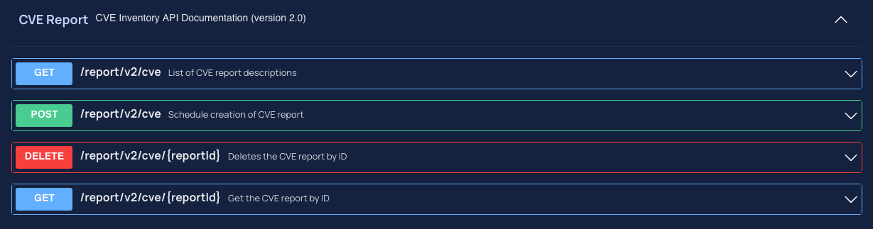 Screenshot of the V2 APIs