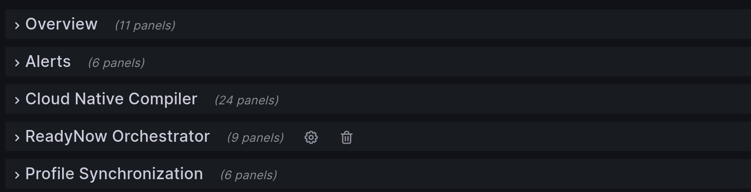 Dashboard sections